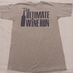 Optima The Ultimate Wine Run Graphic T Shirt Gray Mens Medium 5K Runner Fun Tee